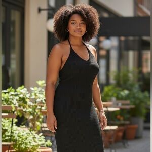 H&M Elegant Brown Midi Dress